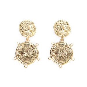 Hollywood Sensation Boho Gypsy Coin Dangle Earrings 2 Inches Gold - 1 of 2