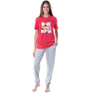 Despicable Me Womens' Chibi Minions More Than A Minion Sleep Pajama Set Multicolored - 1 of 3