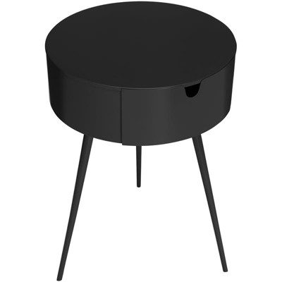Bali Black Metal 16" Contemporary Nightstand with Storage Drawer