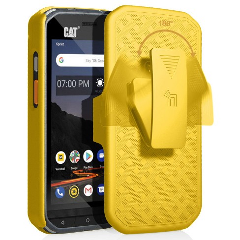 Nakedcellphone Case with Stand and Belt Clip Holster for CAT S48c - Yellow