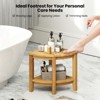 Tangkula Corner Shower Stool Teak Wood Shower Bench w/ Storage Shelf Bathroom Foot Stool - 4 of 4