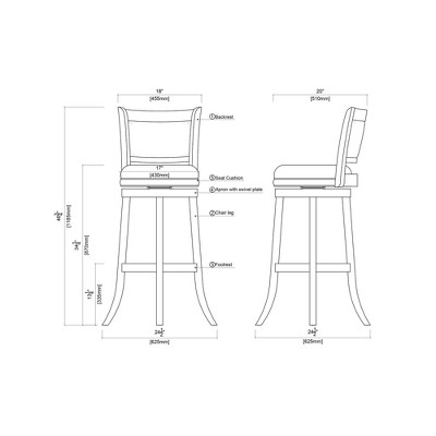 Augusta 34" Cherry Red Swivel Barstool with Faux Leather Seat