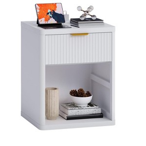 EcoSummer Modern Fluted Nightstand with Bedside Storage, Small Side Table and Organizer for Bedroom, Living Room, Home Office - 1 of 4