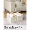 Aoibox Large Foldable Storage Baskets with Handles for Shelves Fabric Organizer Bins Beige White Ivory 3 Pack - 3 of 4