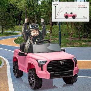 Electric Car for Kids, Licensed Toyota Tundra 12V Electric Truck, Off-Road Kids Car w/Remote, Spring Suspension & 3 Speeds, LED Headlights - 1 of 4