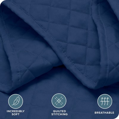 Twin/Twin XL Dark Blue Diamond Stitched Microfiber Coverlet Set