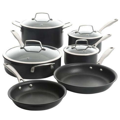 Kenmore Elite Grayson 9-Piece Black Aluminum Stackable Cookware Set