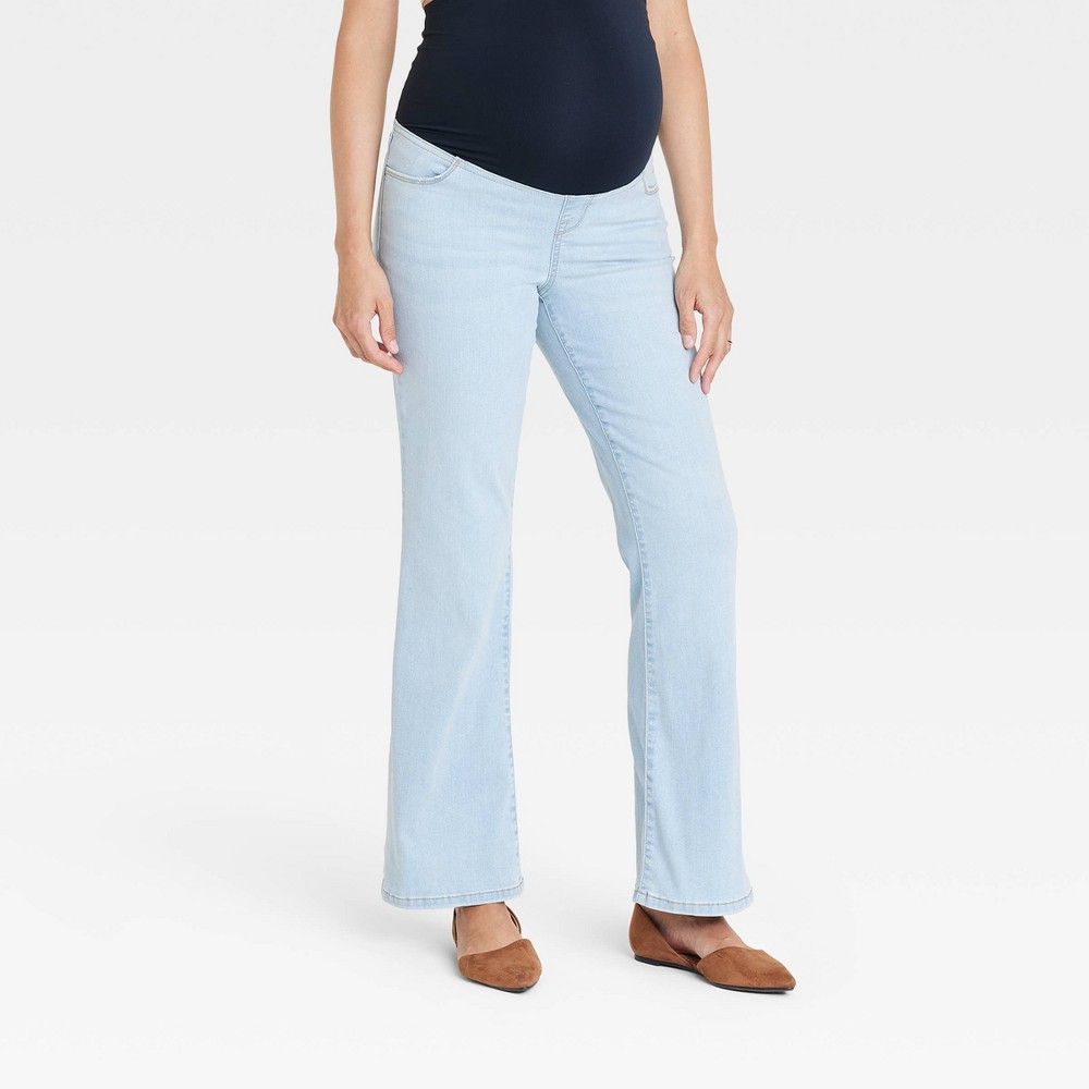 Over Belly High-Rise Denim Flare Maternity Pants