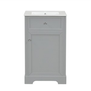 ChicFurnit Bathroom Storage Cabinets Bathroom Floor Storage Cabinet Functional Bathroom Cabinet with Drawer for Bathroom, Gray, 20"*18"*34" - 1 of 4