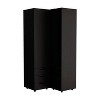 Toulouse Corner Armoire With Double Doors And Interior Shelves, Space-Saving Wardrobe, Black - 3 of 4
