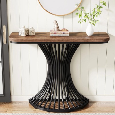 Hommoo 39-Inch Console Table with Geometric Metal Base