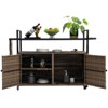 VisioGear Outdoor Bar Cart, Patio Wine Serving Cart, Rolling Rattan Beverage Bar Counter Table for Party, Brown, 51.18"*19.69"*35.43" - 4 of 4