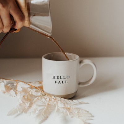 Hello Fall Beige Ceramic Stoneware Coffee Mug 14oz