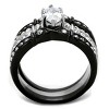 Slickblue Women’s Two-Tone Black & Silver Marquise CZ Ring Set – Wedding Style, Stainless Steel, Sizes 5-11 - 3 of 4