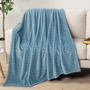 PAVILIA Super Soft Fleece Flannel Ribbed Striped Throw Blanket, Luxury Fuzzy Plush Warm Cozy for Sofa Couch Bed - 1 of 4