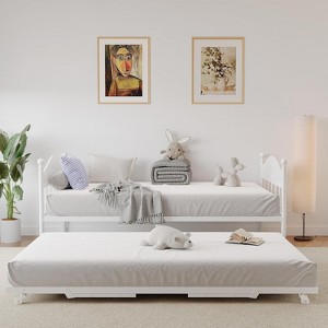 Twin Daybed with Trundle – Stylish Metal Sofa Bed Frame, Pop-Up Trundle, Perfect for Any Space - 1 of 4