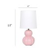 Simple Designs Chic Glow Stacked Double Gourd Ceramic Table Lamp Pink White Shade - 3 of 4