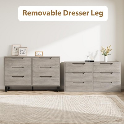 Removable dresser legs with two dressers side by side