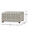 GDFStudio Otis Contemporary Fabric Upholstered Storage Ottoman with Geometric Pattern, Gray/White - 3 of 4