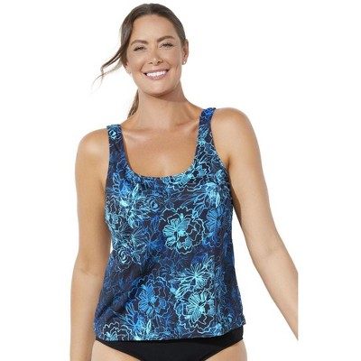 Swimsuits for All Women's Chlorine Resistant Classic Scoop Neck Tankini Top (Plus Sizes Available)