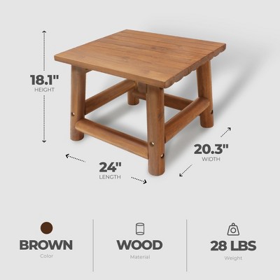 Amber Log Handcrafted Acacia Wood Rectangular End Table