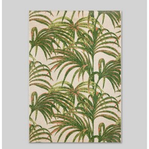 7' x 10' Outdoor Rug Neutral Palm - Threshold™: Woven Rectangular Area, All-Weather, Hose Clean - 1 of 4