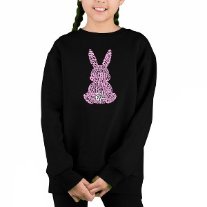 LA Pop Art Easter Bunny - Girl's Word Art Crewneck Sweatshirt - 1 of 3