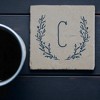 Personalization Mall Farmhouse Floral Personalized Letter Tumbled Stone Coaster Set - 2 of 4