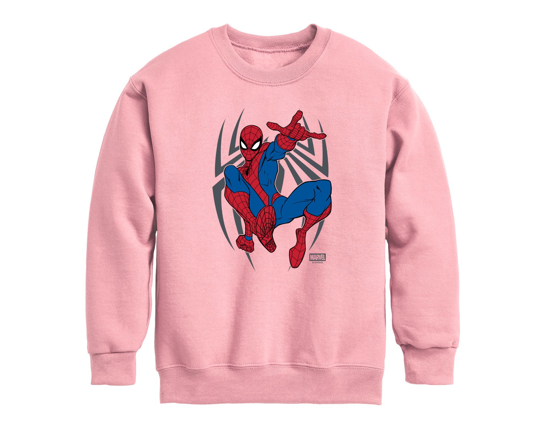 Boys' Marvel Spider-Man Graphic Long Sleeve Fleece Sweatshirt - Mauve - Medium