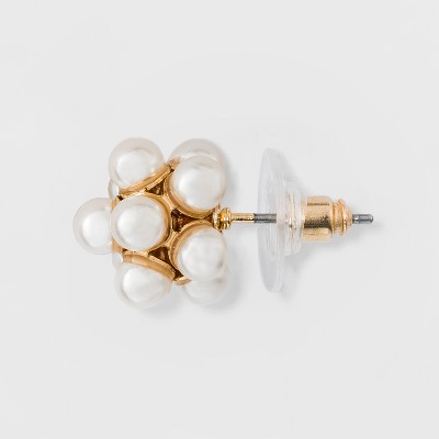 Simulated Pearl Stud Earrings - A New Day&#8482; Gold