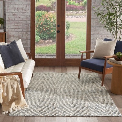 Indigo Ivory Chevron Hand-Tufted Wool 4' x 6' Area Rug