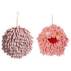 REGALWOVEN 2 Pcs Cute Comfortable Soft Absorbent Chenille Fuzzy Hand Towel - 1 of 4