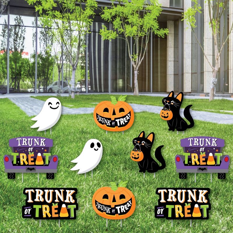 Big Dot of Happiness Trunk or Treat - Cat Pumpkin Trunk Lawn Decorations - Outdoor Halloween Car Parade Party Yard Decorations - 10 Piece, 2 of 9