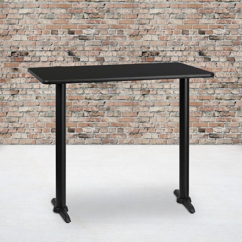 Flash Furniture 30'' x 48'' Rectangular Black Laminate Table Top with 5'' x 22'' Bar Height Table Bases, 2 of 5