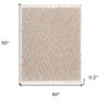 HomeRoots 60" X 50" Beige Woven Cotton Geometric Throw Blanket with Fringe - 3 of 4