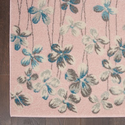 Reversible Pink Floral Viscose Blend 6' x 9' Area Rug