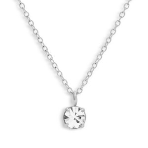 EVRY JEWELS WATERPROOF Gold or Silver Plated Stainless Steel Solitaire Crystal Necklace - 1 of 2