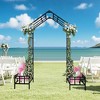 Gulches Adjustable Black Metal Garden Arch with Planter Stands and Holders, 68.11"~94.29" Climbing Plant Support - 3 of 4