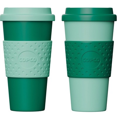 Copco Acadia To Go Mug Set of 2, 16 Ounce Reusable Coffee Cups with Lids, Durable & BPA-Free, Travel Mugs Double-Wall Insulation