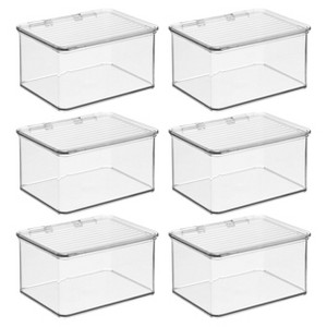iDesign Stackable Hinged-Lid Pantry Storage Box - Set of 6 - Clear - 1 of 4