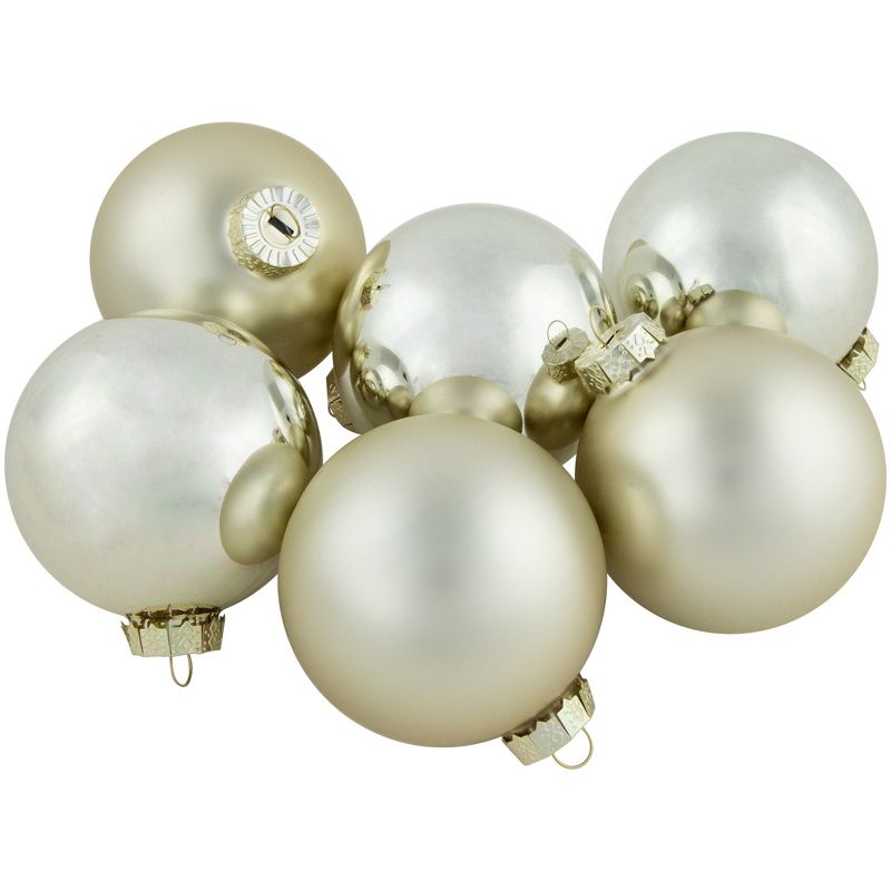 Northlight 6ct Gold 2-Finish Glass Ball Christmas Ornaments 3.25" (80mm), 3 of 7