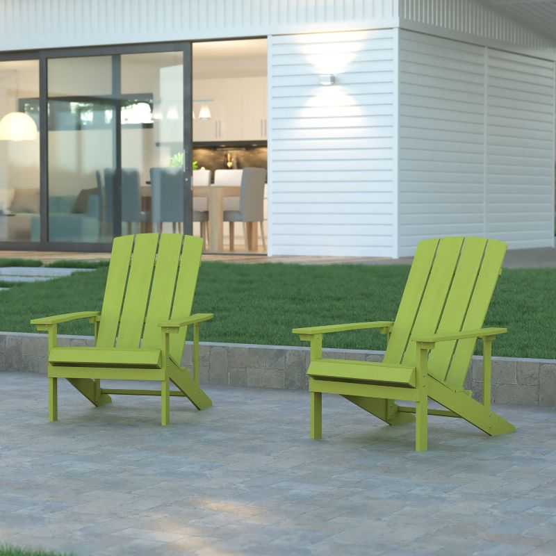 Emma and Oliver 2 Pack Outdoor All-Weather Poly Resin Wood Adirondack Chairs, 3 of 13