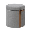 CAVINAS 14" Round Storage Ottoman with Leather Accents,Compact Footstool with Hidden Storage,Storage Bench for Bedroom,Living Room - 2 of 4