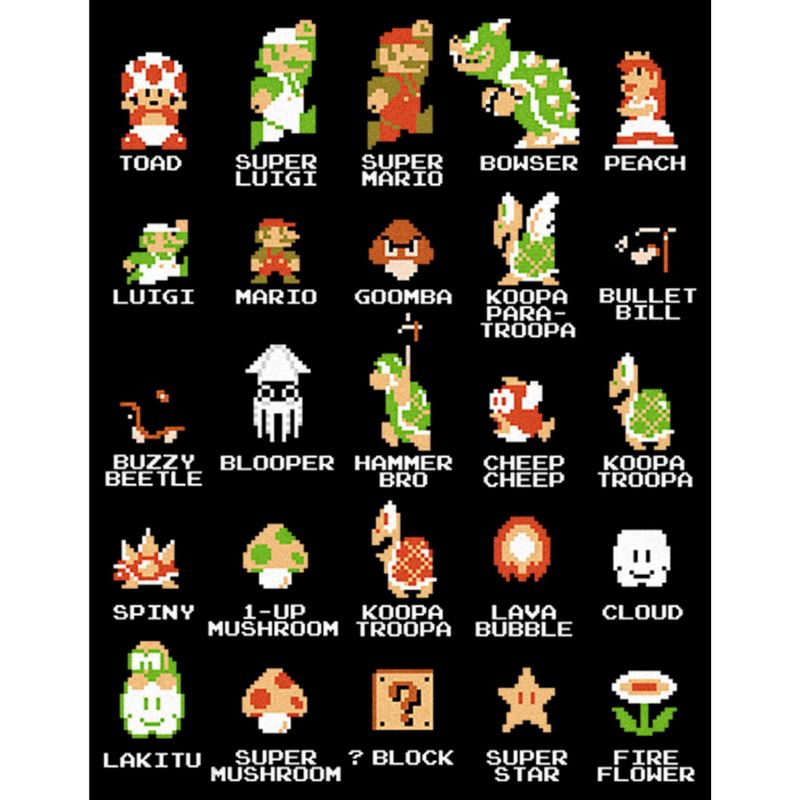 Girl's Nintendo Super Mario Bros Character Guide Crop T-Shirt, 2 of 4