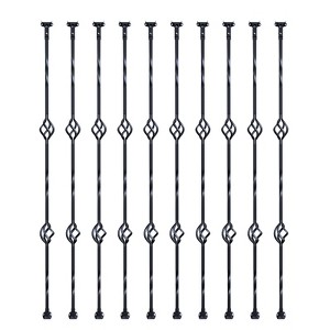 VEVOR Staircase Metal Balusters, 44'' x 1/2" Galvanized Steel Decorative Banister Spindles, 10 Pack Deck Baluster with Hollow Double Baskets - 1 of 4