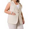 Agnes Orinda Women's Plus Size 2 Pieces Sets Linen Sleeveless Work Casual Suit Vests and Drawstring Elastic Waist Palazzo Pants - 3 of 4