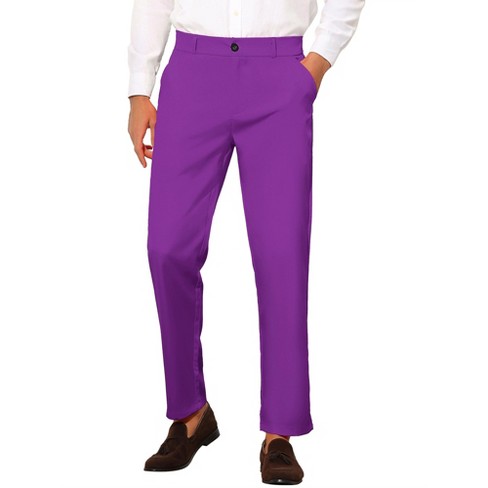 Lars Amadeus Men's Slim Fit Dress Trousers Flat Front Solid Color ...