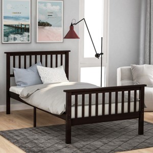 ALEXOUN Twin Size Bed Frame, Wood Twin Platform Bed with Headboard and Footboard for Kids Boys Girls Teens Adults,No Box Spring Need - 1 of 4
