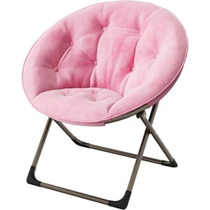 Coucheta Folding Saucer Chairs for Adults, Comfy Flower-Shaped Faux Fur Round Chair with Thick Cushion&Metal Frame, for Bedroom, Living Room, or Dorm - 1 of 1