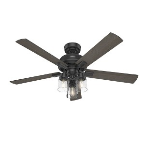Hunter Fans 52" Hartland Lighted Ceiling Fan Matte Black Finish with Grey Walnut Blades and LED Light Kit Included - 1 of 4